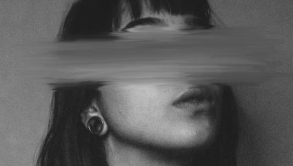 A black and white photo of a woman