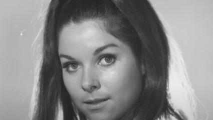 Black and white image of former Playboy model Paige Young 