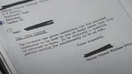 A letter between two prison officers explaining that Ian Brady will be allowed to send Myra Hindley a symbolic bookmaker to end their relationship.