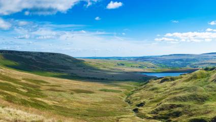 Wide angle view of Saddleworth Moors taken on the A640