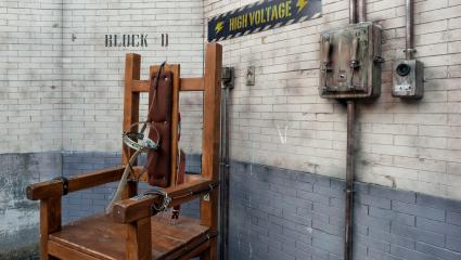 A stock photograph of an electric chair.