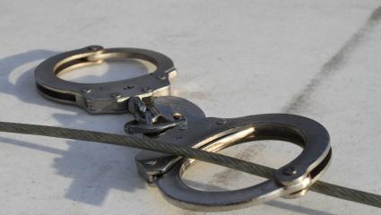 A photograph of police handcuffs