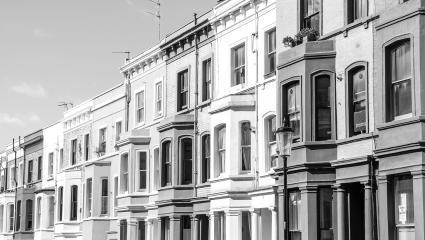 A stock image of homes in Notting Hill, London, UK.