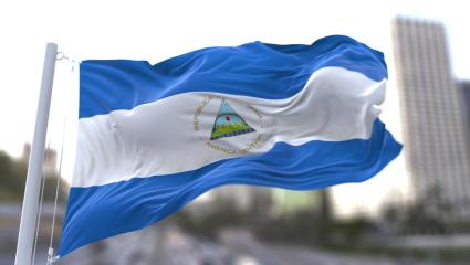 A stock 3D illustration of the flag of Nicaragua.