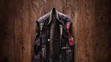A stock photo of an old-school punk-rock leather jacket 