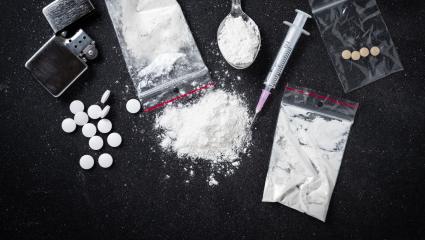 A stock photo showing different types of hard drugs.