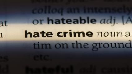 A photo showing a dictionary definition for 'Hate Crime'