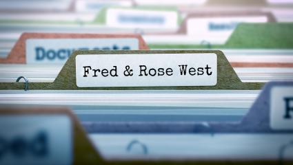 A stock image of a series of files with 'Fred and Rose West' text on display