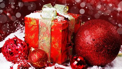 Christmas baubles and presents