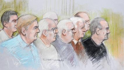 Courtroom sketch of the Hatton Garden burglars