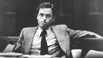 A photo of Ted Bundy in court