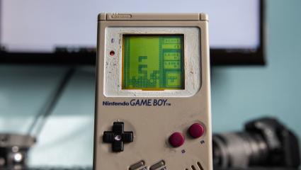 Tetris on and old Game Boy console