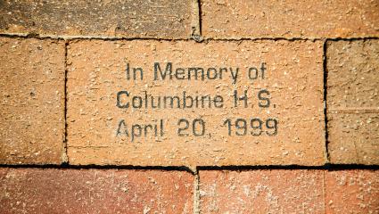 A memorial at Columbine High School