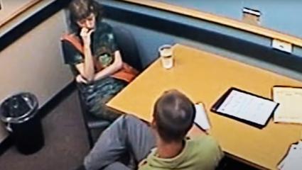 Rachel Staudte in the interrogation room