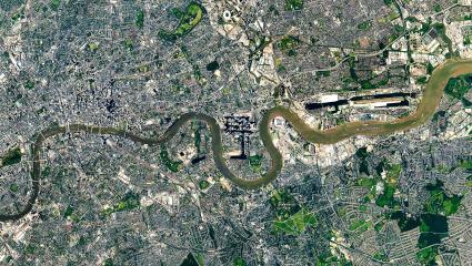 An aerial view of London and the River Thames