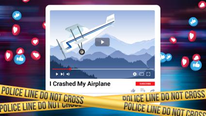 A cartoon style image of an online video showing a plane crash