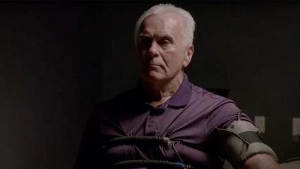 George Anthony with his arm strapped up to a lie detector test
