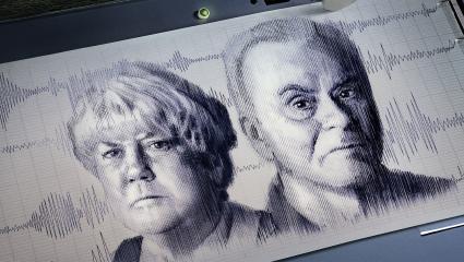 Illustration of Casey Anthony's parents drawn out on a lie detector test