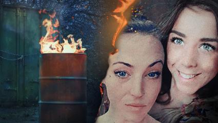 A burning oil drum and a locked shipping container | Leah Ware (L) and Alex Morgan (R)