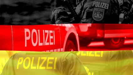 Images of German police overlayed on the German flag
