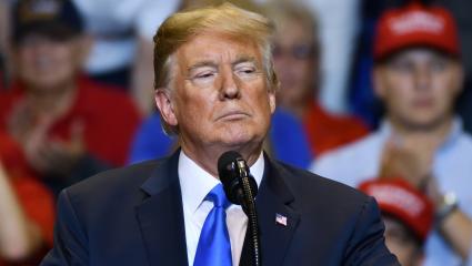 Donald Trump speaking at a rally