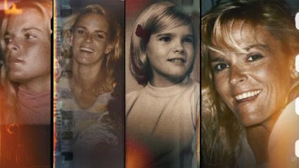 Pictures of Nicole Brown Simpson across different ages - as if appearing on a roll of film