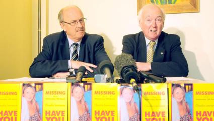 Peter Lawrence during a press conference  to raise awareness of Claudia's disappearance