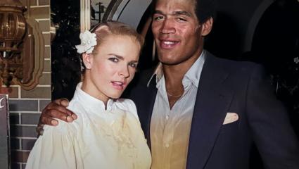 Colourised photo of Nicole Brown Simpson and O.J. Simpson