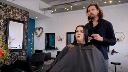 Emily Duff getting her haircut by James Busby