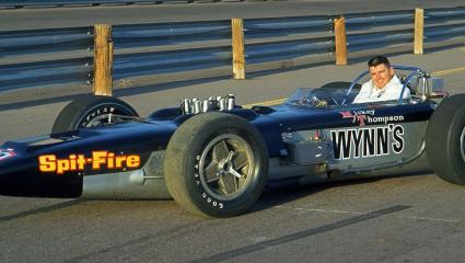 Mickey Thompson sits in his racing car, Spit-fire, in May 1967