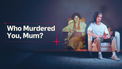 'Who Murdered You, Mum?' - Daniel Wing sitting in a chair next to a projection of his mother
