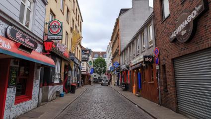 The 'Reeperbahn' street in Munich lined with bars