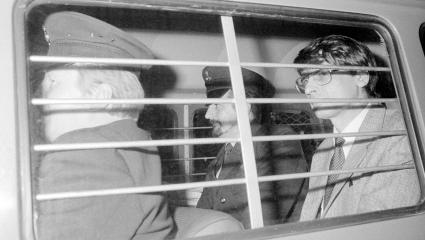 Dennis Nilsen in the back of a police car