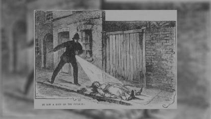 Newspaper illustration depicts the discovery of Mary Ann's body