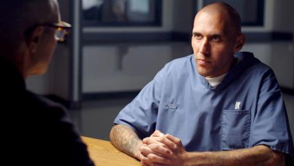 Tyler Hadley, as an adult, being interviewed for the the television series 'Interview With A Killer'