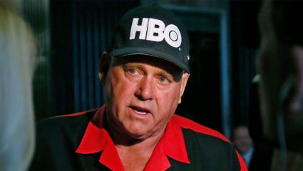 Dennis Hof wearing a 'HBO' baseball cap