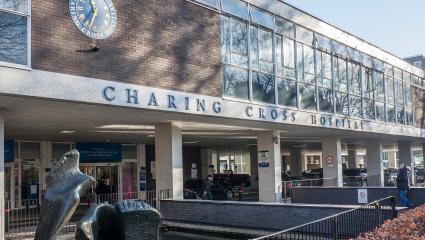 The exterior of Charing Cross Hospital in west London