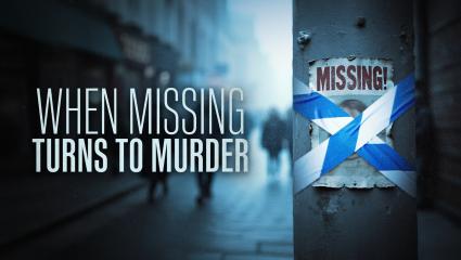 'WHEN MISSING TURNS TO MURDER' - A missing poster on a lamppost with police tape across it