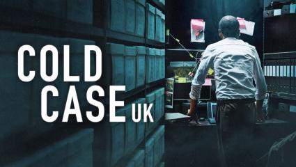 'COLD CASE UK' - A detective standing in an evidence room surrounded by boxes of evidences and facing away from the camera to look at evidence stuck to the wall