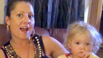 Christine Chambers and her young daughter