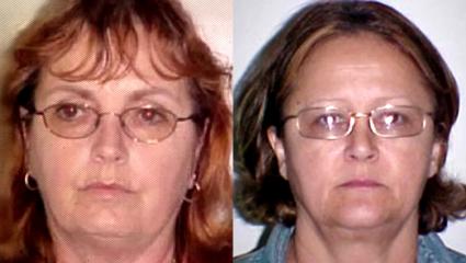 Police mugshots of Kay Young (L) and Katherine Mock (R)