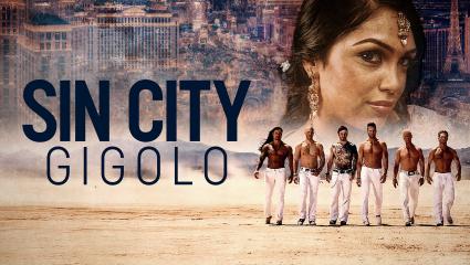 Cast members from the reality show 'Gigolos' walk topless through the desert overlayed with an image of the female victim