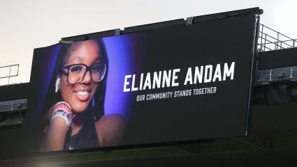 A billboard at Crystal Palace showing Elianne Andam