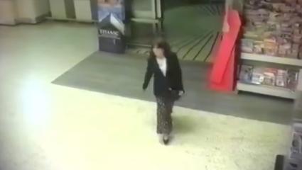 Screenshot from CCTV showing Wendy Upton walking in Tesco