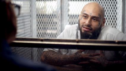 Benjamin Delgadillo being interviewed in prison
