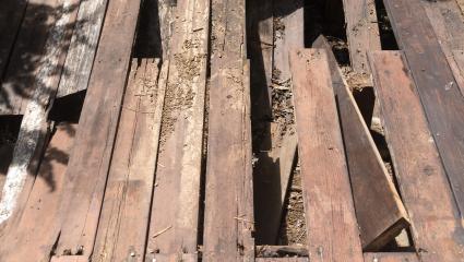 Old rotten floorboards
