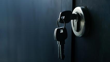 Keys in a lock for a door