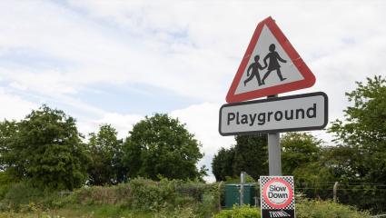 A sign for a school playground