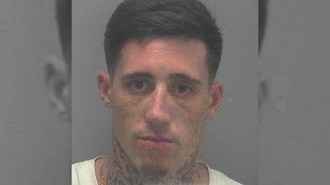 Wade Wilson police mugshot before his excessive facial tattoos