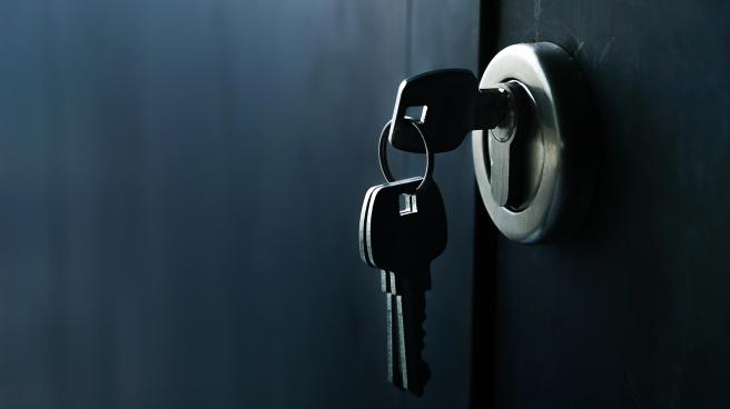 Keys in a lock for a door
